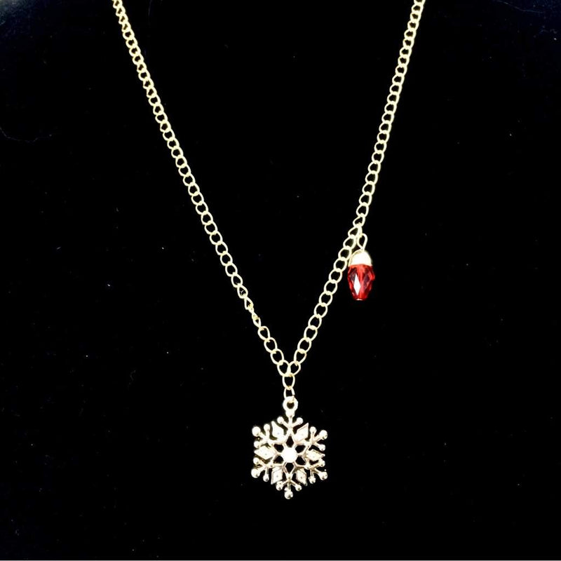 Gold Snowflake Christmas Pendant Necklace-Christmas,Gold Necklaces