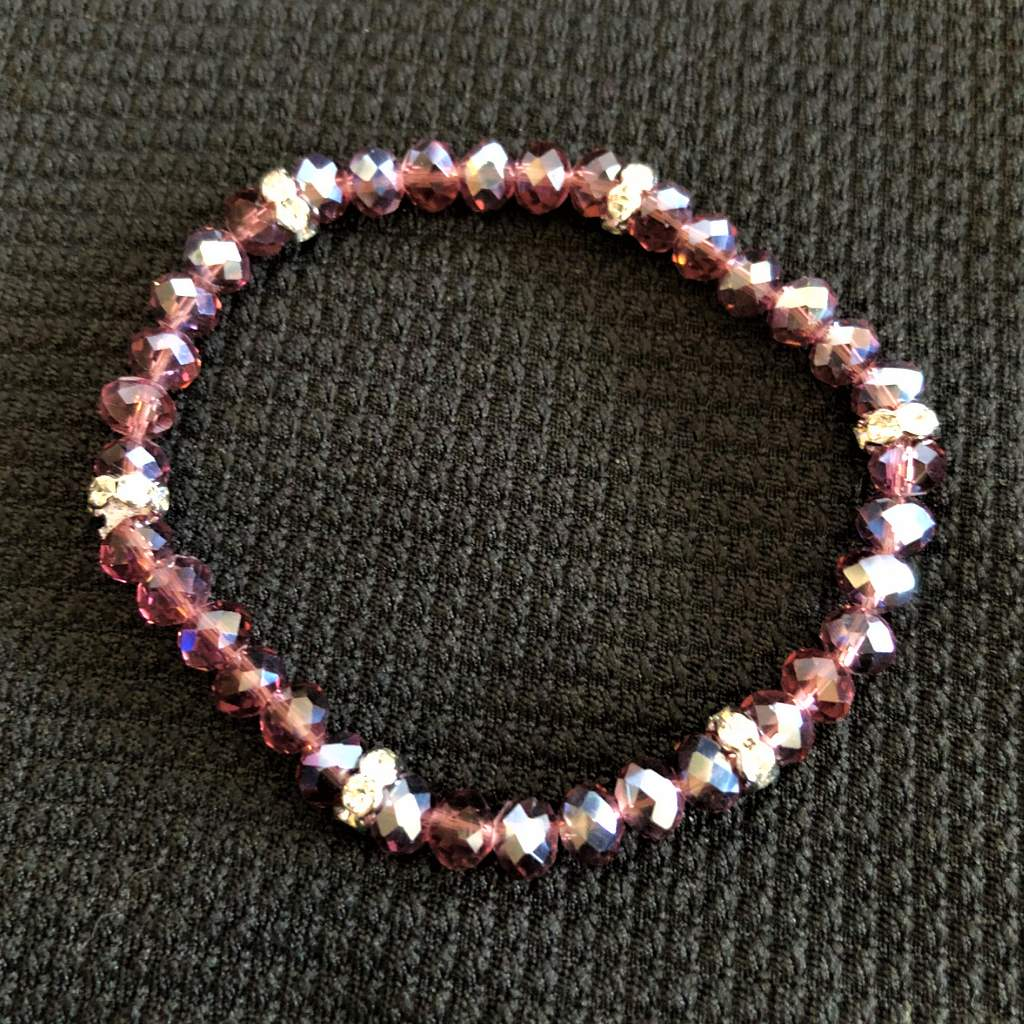 Grape Crystal Beaded Stretch Bracelet-Beaded Bracelets,Purple,Stacked