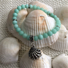 Matte Sea Green Jade Beaded Bracelet with Silver Clam Shell-Beaded Bracelets,Green,Stacked