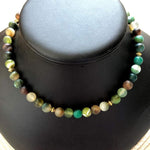 Green Matte Agate Mens Beaded Necklace-Agate,Beaded Necklaces,Green