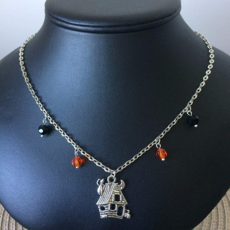 Haunted House Halloween Chain Necklace-Halloween,Silver Necklaces
