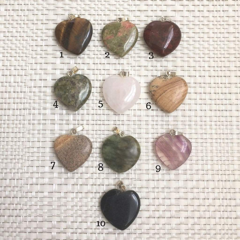 Natural Stone Personalized Heart Initial Pendant Choker-Chokers,Heart,Personalized