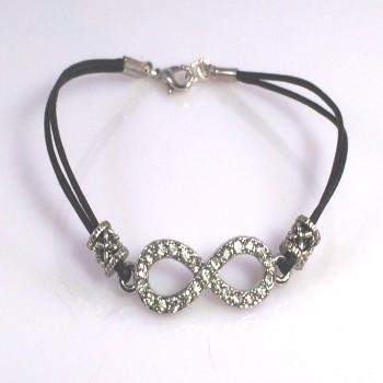 Crystal Infinity Cord Bracelet-Silver Bracelets