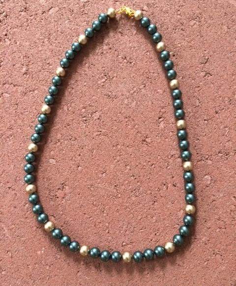 Mens Tahitian Blue and Gold Swarovski Beaded Necklace-Beaded Necklaces,Blue,mens