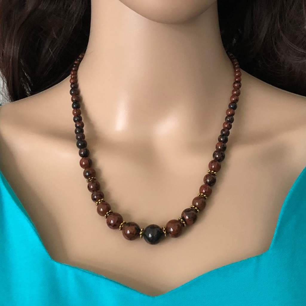 Mahogany Beaded Necklace-Beaded Necklaces,Brown