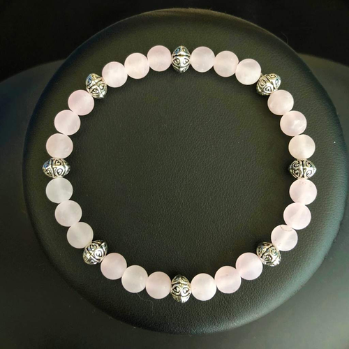 Rose Quartz Matte Beaded Bracelet-Beaded Bracelets,Pink,Stacked