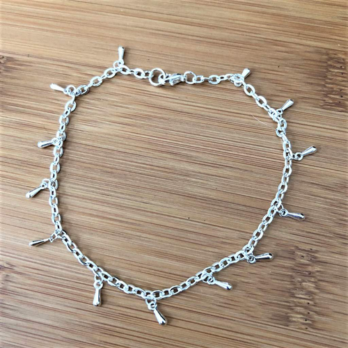 Silver Drop Chain Anklet-Anklets,Silver