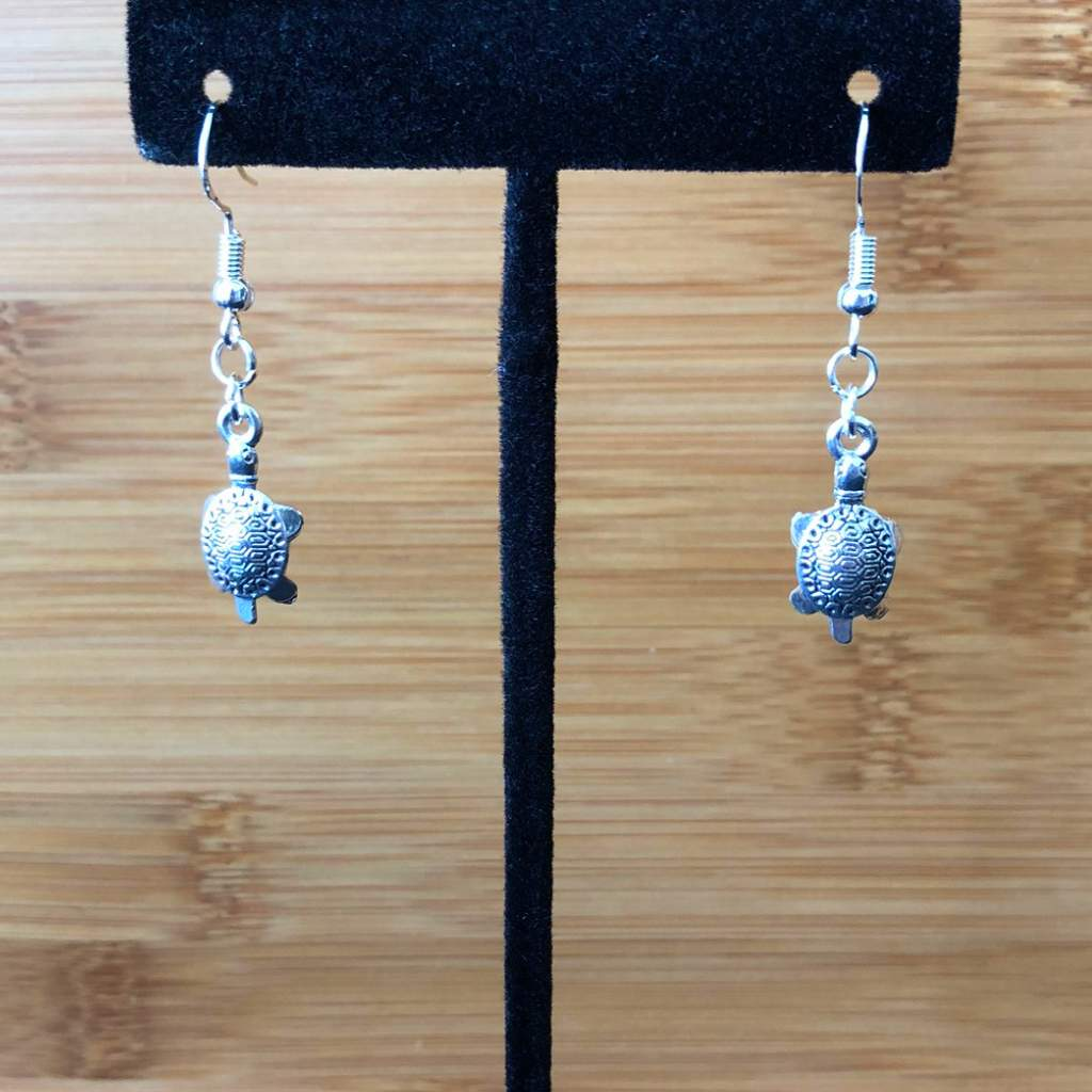 Silver Turtle Dangle Earrings-Dangle Earrings,Silver Earrings