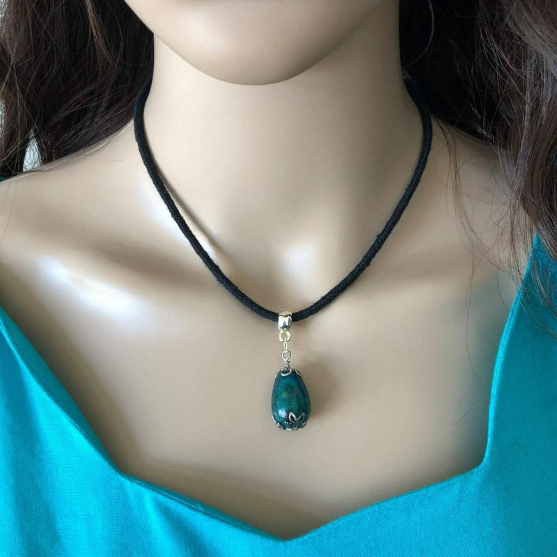 Turquoise Teardrop Collar Necklace-Beaded Necklaces,Blue,Green,Turquoise