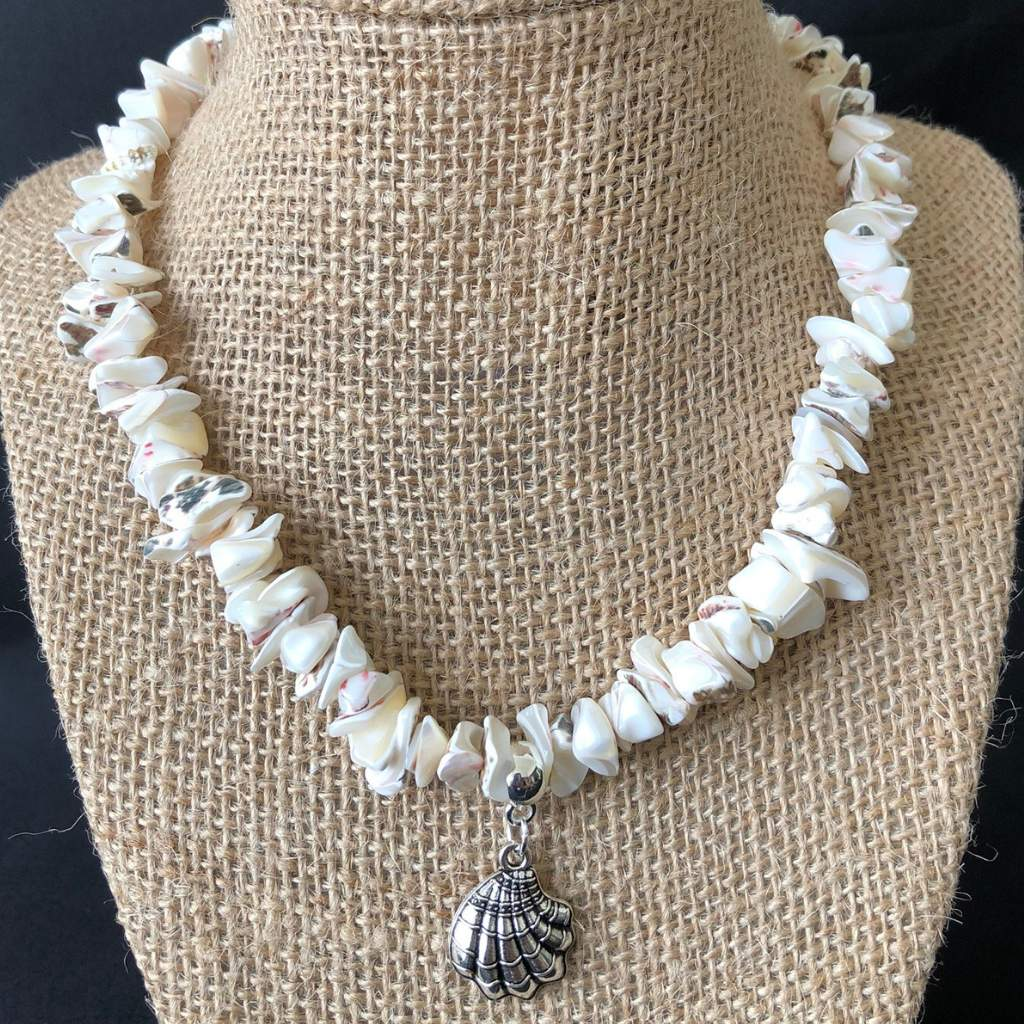 White Natural Shell Collar Necklace-Beaded Necklaces,Shell,White