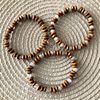 Wood and Gold Beaded Stretch Bracelet-Beaded Bracelets,Brown,Stacked,Wood