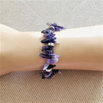 Amethyst Stick and Crystal Rondelle Stretch Bracelet-Amethyst,Beaded Bracelets,bracelets,Purple,Stacked