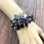 Rainbow Fluorite Chip Beaded Bracelet-Beaded Bracelets,Purple