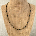 Antique Gold Matte Hematite and Black Mens Beaded Necklace