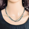 Silver and Black Hematite Faceted Beaded Layered Necklace