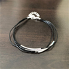 Black Leather Multi Strand and Silver Tube Bracelet-Bangle Bracelets,Black,Leather Bracelets