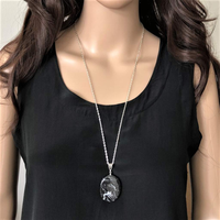 Buy the Black Marble Pendant Necklace | JaeBee Jewelry USA