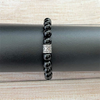 Mens Black Onyx Beaded Bracelet with Silver Center Bead-Beaded Bracelets,Black,Black Onyx,bracelets,mens