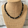 Mens Black Polymer and White Toho Beaded Necklace