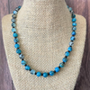 Blue and Black Streak Agate Mens Beaded Necklace-Agate,Beaded Necklaces,Black,Blue,mens,Necklaces