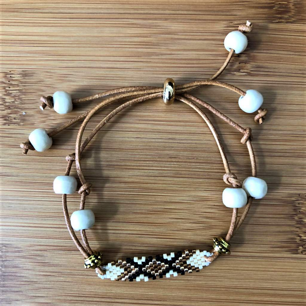 Buy the Brown and Cream Tribal Adjustable Bracelet | JaeBee Jewelry