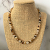 Brown Onyx and Wood Mens Beaded Necklace-Beaded Necklaces,Brown,mens,Necklaces,Wood