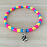 Pink, Blue, and Yellow Polymer Flower Anklet