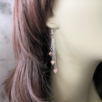 Crystal Long Dangle Earrings Black Green Copper Silver and Champagne