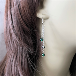 Crystal Long Dangle Earrings Black Green Copper Silver and Champagne