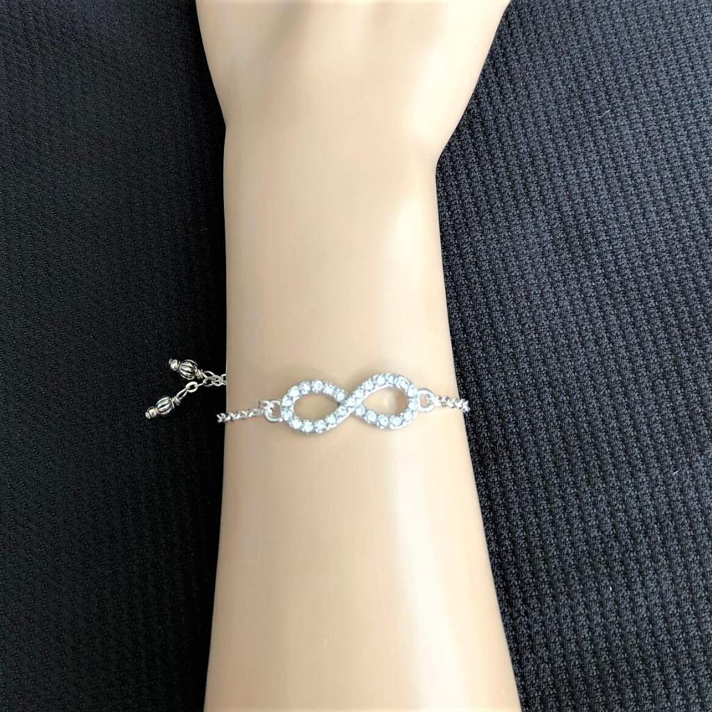 Silver Crystal Infinity Adjustable Bracelet-Silver Bracelets