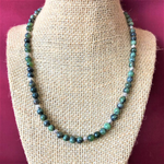 Mens Dendritic Green Jade Beaded Necklace-Beaded Necklaces,Green,mens,Necklaces