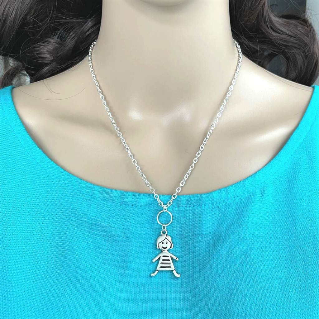 Mother's Necklace with Girl or Boy Charms-Charms,Necklaces,Silver Necklaces