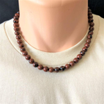 Golden Swan Picasso Mens Brown Beaded Necklace-Beaded Necklaces,Brown,mens,Necklaces