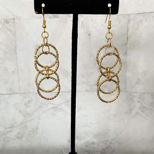 Multi Gold Hoop Long Earrings-Dangle Earrings,Earrings,Gold,Gold Earrings
