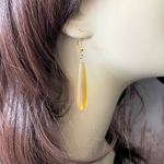 Gold Matte Glass Long Teardrop Earrings