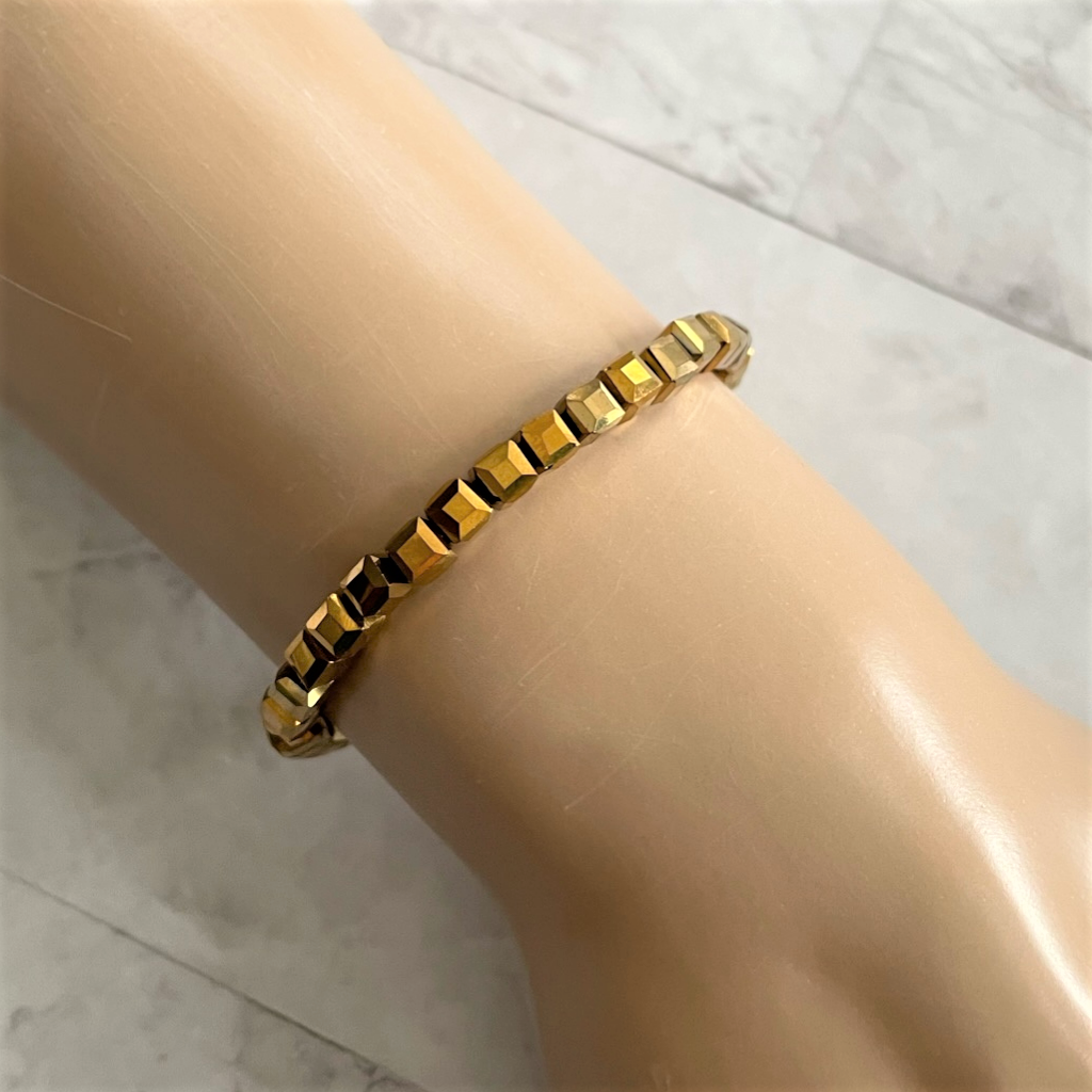 Crystal Cube Bracelets in Black, Gold and Clear