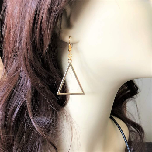Gold Triangle Earrings-Dangle Earrings,Earrings,Gold Earrings