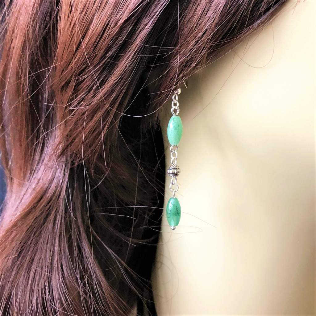 Green Aventurine Dangle Earrings-Dangle Earrings,Earrings,Green