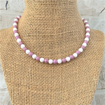 Lavender and White Czech Beaded Necklace