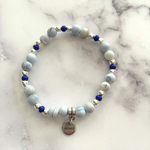 Light Blue Matte Denim Agate Bracelet-Agate,Beaded Bracelets,Blue,bracelets