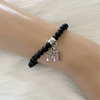 Matte Black Onyx Bracelet with Silver Bible and Cross