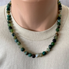 Green Matte Agate Mens Beaded Necklace