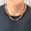 Austrian Brown Agate and Gold Mens Beaded Necklace