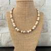 Beige Agate and Picture Jasper Mens Beaded Necklace