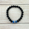 Black Lava and Blue Agate Mens Beaded Bracelet-Beaded Bracelets,Black,Blue,bracelets,Lava,mens