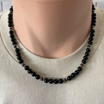 Black Onyx and Mahogany Obsidian Beaded Mens Necklace