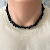 Mens Black Onyx Chip Beaded Necklace