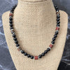 Black Onyx and Rosewood Beaded Mens Necklace-Black,Black Onyx,Brown,mens,Necklaces,Wood