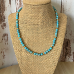 Blue Impression Jasper and Gold Mens Beaded Necklace