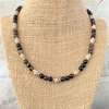 Mens Dark Brown and Beige Agate Beaded Necklace
